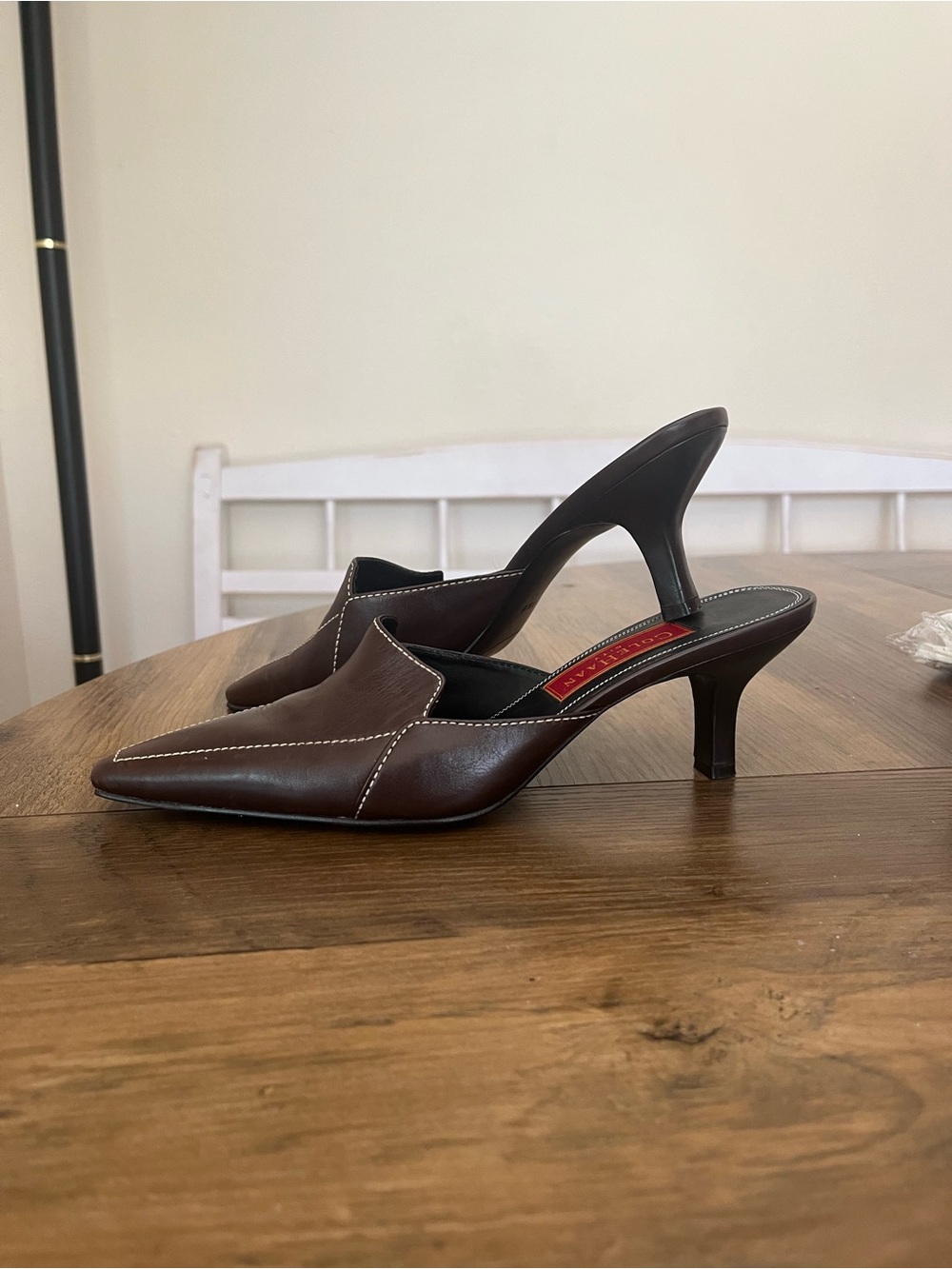 Cole Haan Brown Leather Slip-On Women's Mule Heels - Picture 3 of 4